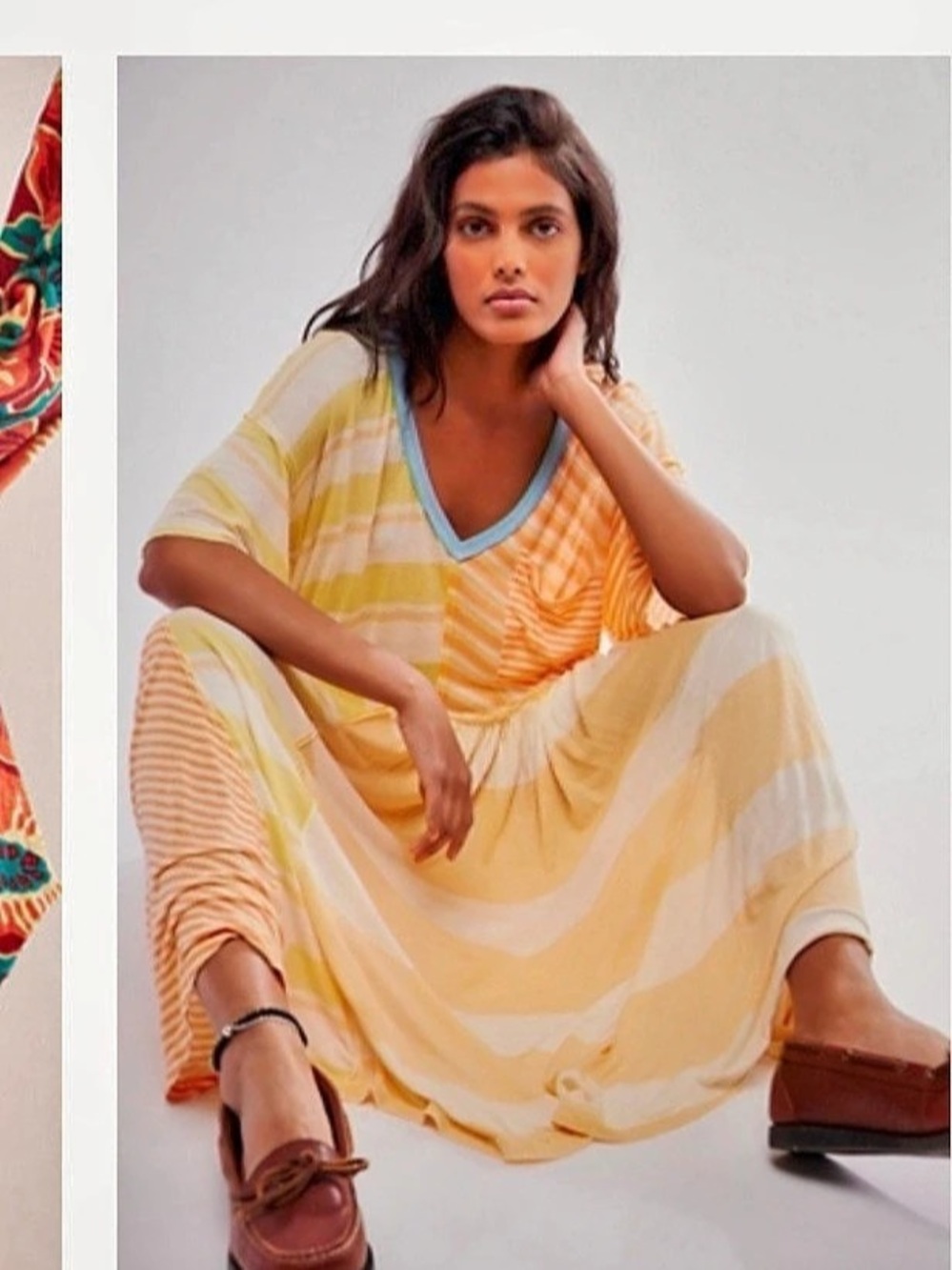 Free People Striped Maxi Dress Yellow & White Medium